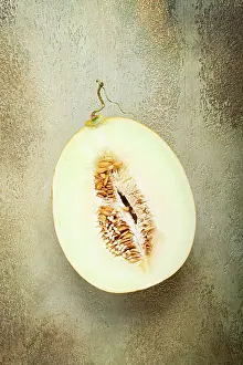 Fresh Melon Stampe: Fresh melon in section, half melon