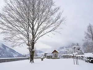 European Sacred Buildings Stampe: Fresh snow, chapel of intercession with intercession bell