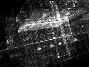 Futuristic Computer Generated Image Stampe: Futuristic cubes - abstract computer-generated image