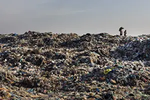 Waste Management Issues Stampe: Garbage collector at garbage dump