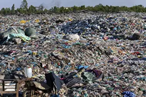 Southeast Asia Environmental Issues Stampe: Garbage dump with plastic garbage