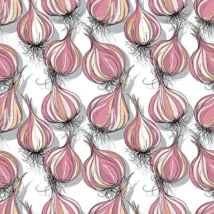 Editable Vector Template Stampe: Garlic repeating pattern, editable vector template