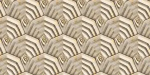 Geometric Pattern Stampe: A geometric pattern featuring interlocking shield shapes and a layered 3D effect