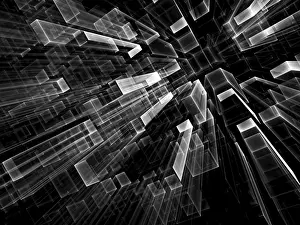 Fractal Geometry Background Stampe: Geometric technology background - abstract computer-generated image