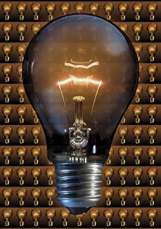 Electricity Costs Stampe: Glowing lightbulb, Composing
