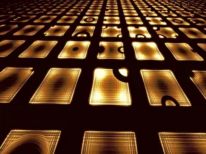 Fractal Geometry Background Stampe: Golden perspective background - computer-generated image