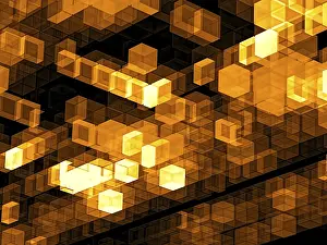 Futuristic Computer Generated Image Stampe: Golden technology background - abstract computer-generated image