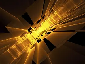 Futuristic Architecture Design Stampe: Golden technology, sci-fi o esoteric background - abstract computer generated image