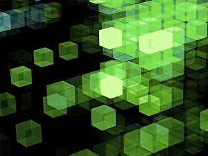 Fractal Technology Background Stampe: Green and black technology background