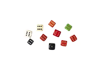 Bright Studio Shot Stampe: Group of different cubes with sixes and a one