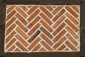Half Timbered House Exterior Stampe: Half-timbered facade with brick pattern