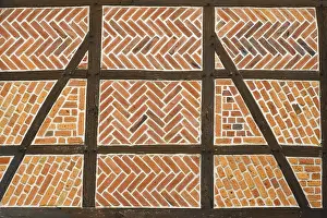 North Rhine Westphalia Buildings Stampe: Half-timbered facade with brick pattern