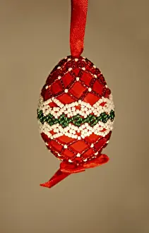 Handmade Easter Eggs Stampe: Handmade Easter egg decorated with beads