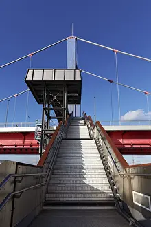 Rhine River Germany Stampe: Haniel Steps with viewing platform on the Friedrich Ebert Bridge