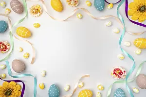 Food Photography Studio Shot Stampe: Happy Easter background with easter eggs