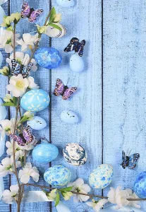 Symbolic Spring Picture Stampe: Happy Easter concept, Composition with decorated Easter eggs