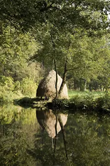 Autumn Landscape Europe Stampe: Haystack at the Spree in the Spree Forest