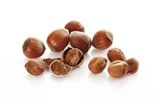 Hazelnut Nutrition Stampe: Hazelnuts, with and without shell
