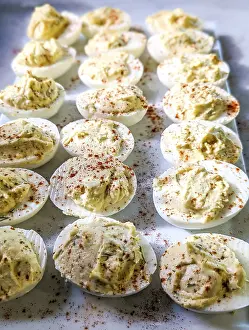 Uninhabited Kitchen Scene Stampe: Healthy Deviled Eggs as an Appetizer
