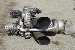 Aviation Industry Equipment Stampe: The helicopter engine which is pulled out outside