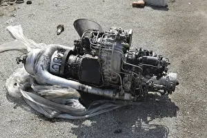 Aviation Industry Equipment Stampe: The helicopter engine which is pulled out outside