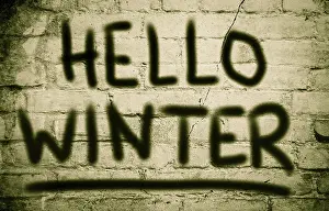 Single Person In Snow Stampe: Hello Winter Concept