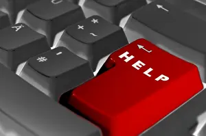Computer Keyboard Key Stampe: Help Key on the Keyboard of a Computer
