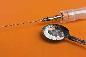 Hypodermic Syringe Image Stampe: Heroin needle, instruments