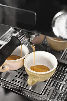 Contemporary Kitchen Appliances Stampe: High angle coffee making with machine