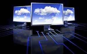 Cloud Computing Infrastructure Stampe: High resolution 3D rendering of a cloud computing concept
