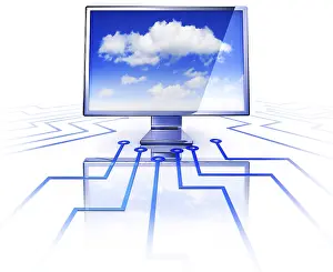Electronic Data Transmission Stampe: High resolution rendering of a cloud computing concept