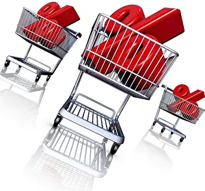 Computer Graphic Rendering Stampe: High resolution rendering of a discount concept