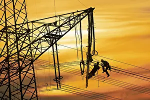 Electricity Supply Germany Stampe: High-voltage engineers at work