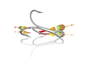 Angling Equipment Stampe: Hook and sinker