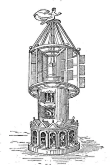 Historic Windmill Stampe: Mill with horizontal windmill from 1880