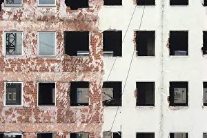 German Construction Work Stampe: House facade at a construction site