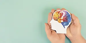 Brainstorming Ideas Stampe: Human brain with a question mark