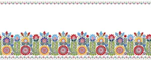Vector Floral Design Stampe: Hungarian vector embroidery pattern for borders