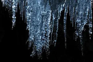 Frozen Landscape Stampe: Icicles on black backdrop