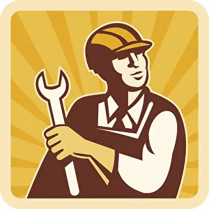 Construction Worker Stampe: Illustration of a Construction worker