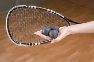 Fitness Exercise Stampe: Image of racket and three squash balls