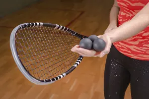 Squash Racket Stampe: Image of racket and three squash balls