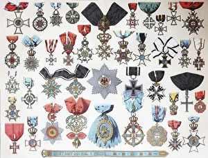 Vintage Historical Illustration Stampe: The most important orders and decorations