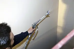 Construction Site Worker Stampe: Interior plastering work