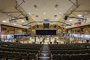 Immagini datate 13 agosto 2024: Interno della Corn Palace del Mondo, unica nel suo genere a Mitchell.