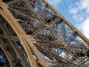 Tourist Attraction France Stampe: Detail of iron structure Eiffel Tower