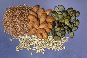 Balanced Diet Ingredients Stampe: Kernels, mix of almond kernels