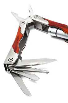 Bright Studio Photo Stampe: Knife with tools on a white background
