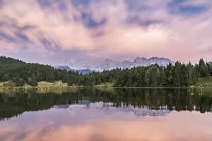 German Alps Water Reflections Stampe: Lake Geroldsee with dramatic clouds