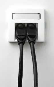 Schuko Plug Icon Stampe: LAN cable, network cable in a socket
